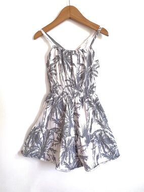 4/$25💥Summer Flared Sundress, Strappy Cross Back, Ruffle Hem, Tropical Print